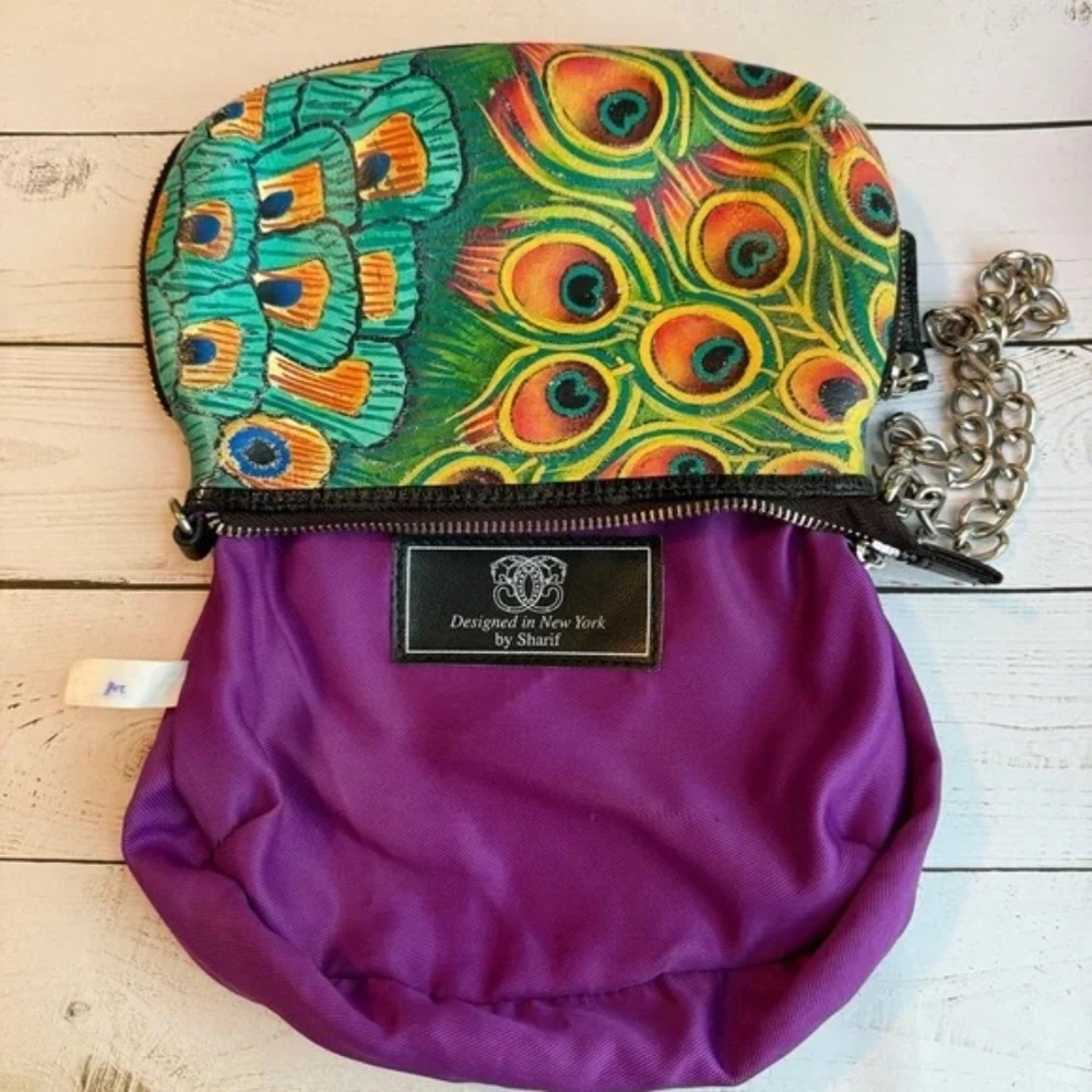 Shariff Peacock Purse with New Crossbody Chain - Picture 13 of 13